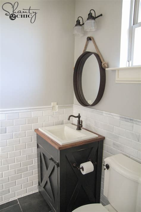 DIY Farmhouse Bathroom Vanity - Shanty 2 Chic