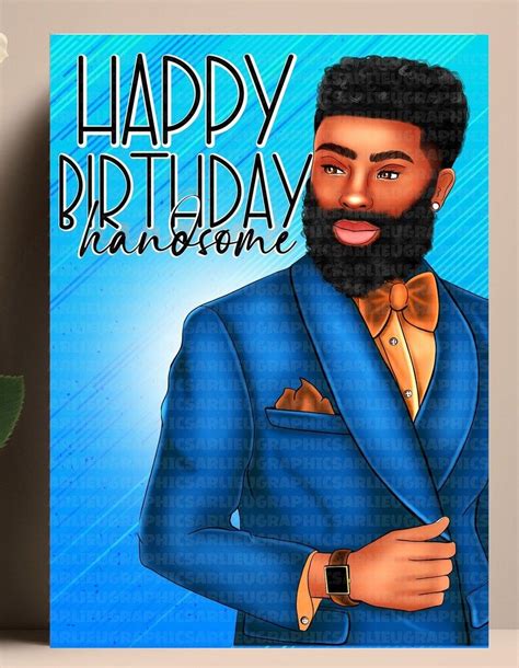 Happy Birthday Handsome African American Birthday Greeting - Etsy Birthday Wishes For Men, Happy ...