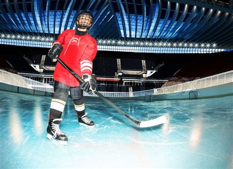 Portrait of teenage boy, hockey player, ... | Stock image | Colourbox