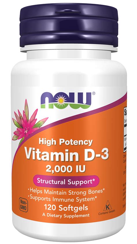 NOW Supplements, Vitamin D-3 2,000 IU, High Potency, Structural Support*, 120 Softgels - Walmart ...