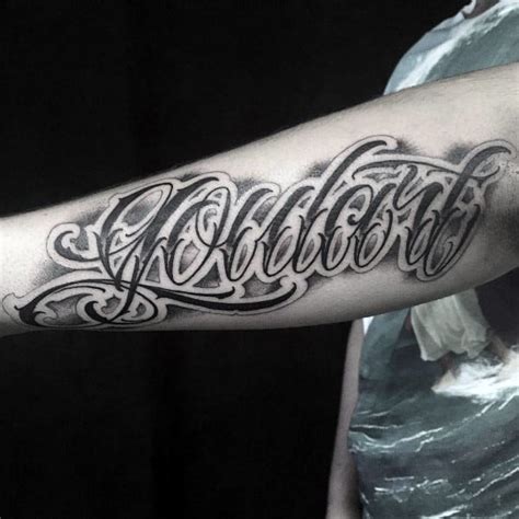 90 Script Tattoos For Men - Cursive Ink Design Ideas