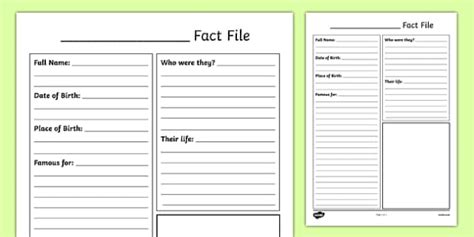 Significant Individuals Fact File Template - KS1 Resource