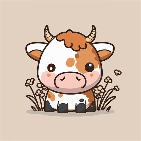 Premium Vector | Cute Chibi Cow Kawaii Illustration