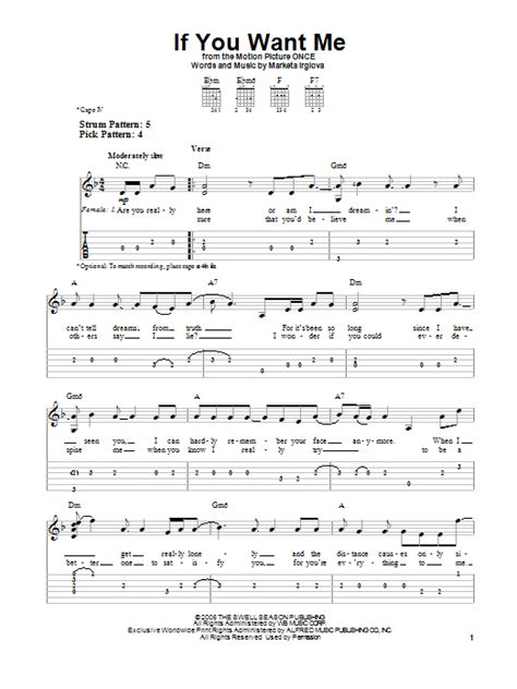 If You Want Me by The Swell Season - Easy Guitar Tab - Guitar Instructor