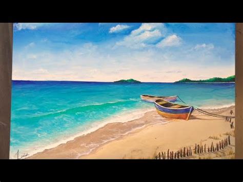 (103) Time Lapse: Tropical Shore Beach Scene | Acrylic Painting Tutorial - YouTube | Beach scene ...