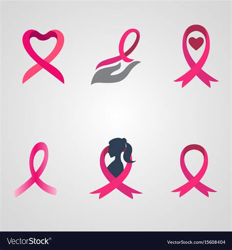 Breast cancer ribbon logos set Royalty Free Vector Image