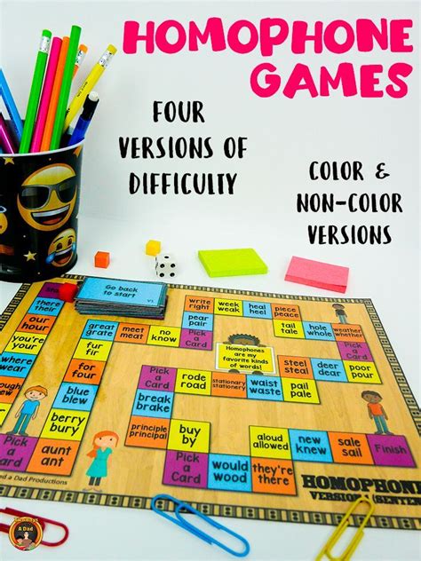 Homophone Games with 4 Versions | Homophones games, Homophones, Teaching comprehension