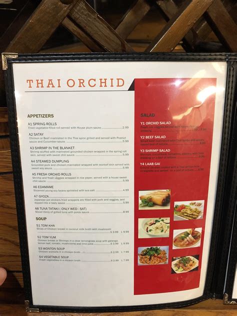 Menu at Thai Orchid restaurant, Orangeburg