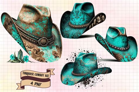 Turquoise Cowboy Hat Sublimation Design Graphic by DenizDesign ...