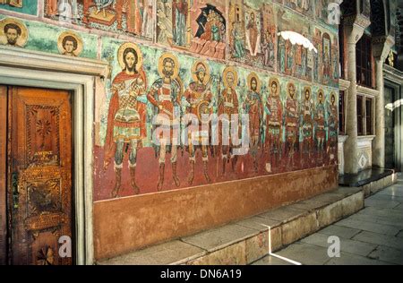 Frescoes or Wall Paintings in Narthex of Church Great Lavra Monastery ...