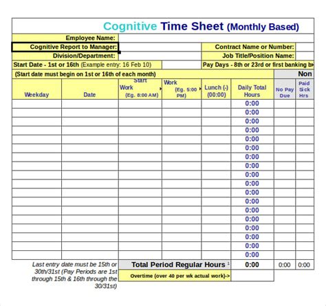 Free Download Timesheet Template Excel