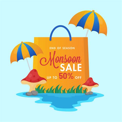 Monsoon Sale Poster Design With Shopping Bag And Umbrella. 23439449 Vector Art at Vecteezy