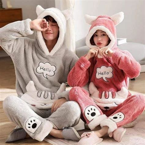 Cute couple pajamas Hello color grey and pink | Couple pajamas, Matching couple outfits, Cute ...