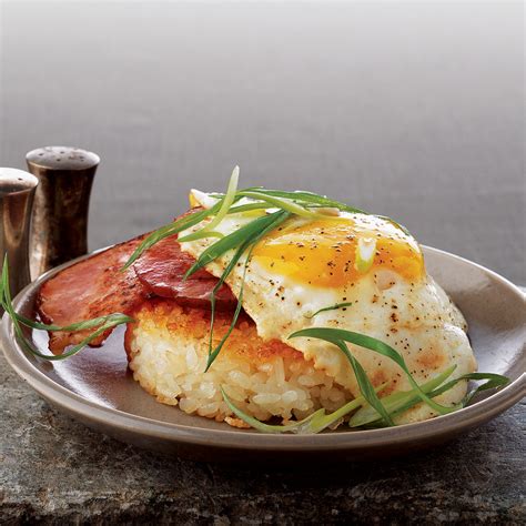 Breakfast Stack (Rice Cake with Canadian Bacon and a Fried Egg) Recipe ...