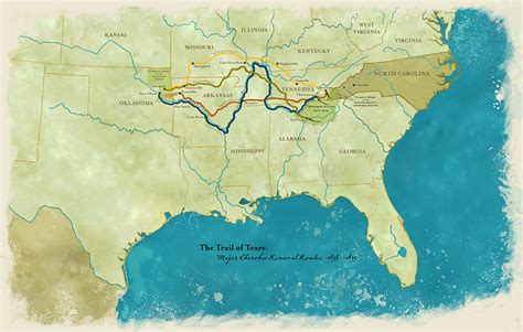 Trail of Tears map by Karen Carr, for North Carolina Museum of History.