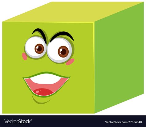 Cube cartoon character with face expression Vector Image