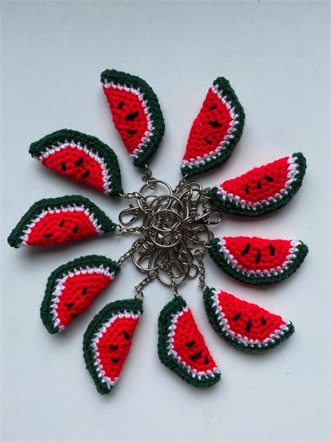 Watermelon Crochet Keychain Fruit Keychain Crochet Keychain - Etsy