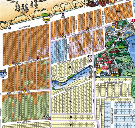 campsite map - Ocean Lakes Family Campground