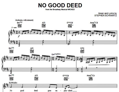 Wicked-No Good Deed Free Sheet Music PDF for Piano | The Piano Notes