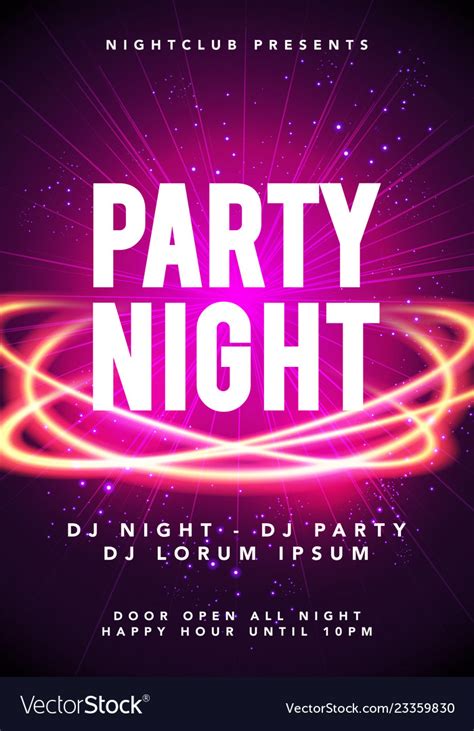 Party night dance music poster template Royalty Free Vector