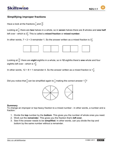 Simplifying improper fractions