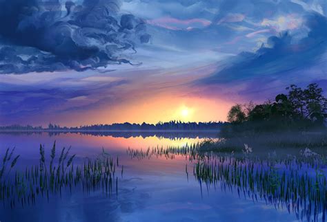 Calm sunset over the water by Vilone on DeviantArt