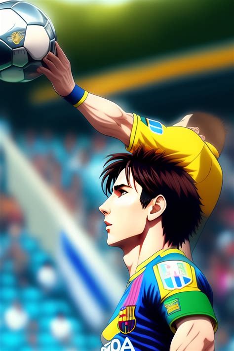 Lexica - Lionel messi drawn as an anime character lifting the world cup