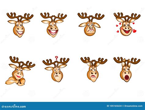 Deer Emoji, Deer Emotions, Emoji Deer Set, Stickers Mood Stock ...