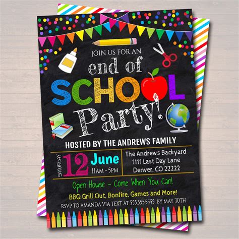 End of School Year Party Invitation - Printable DIY Template – TidyLady ...