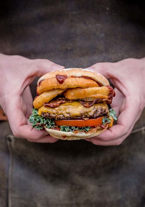 Western Burger with Beer Battered Onion Rings - Vindulge