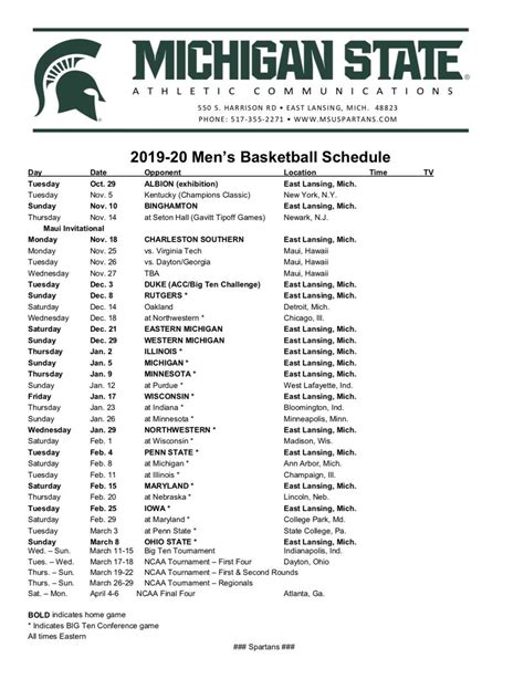 Michigan State Basketball Schedule 2024 - Dana Milena