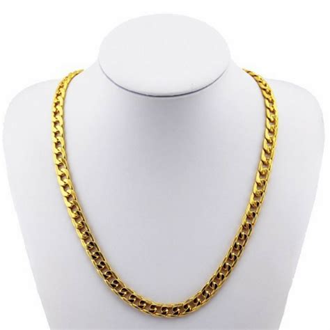 18k gold plated 10mm men chain 24inch necklace jewelry Sale - Banggood ...