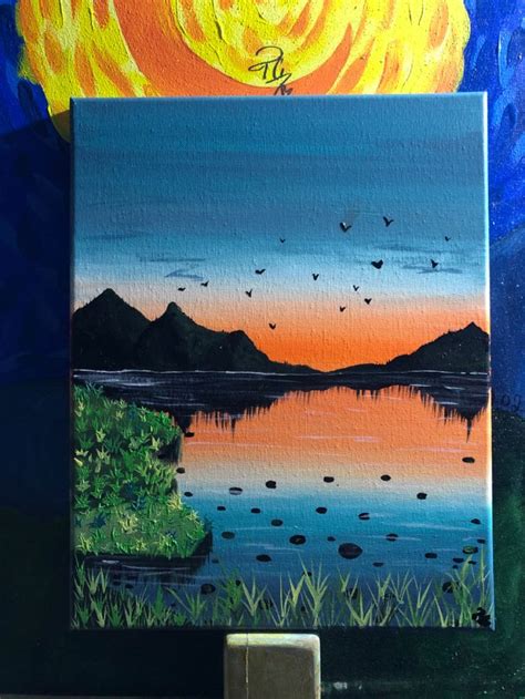 🌅⛵️🎨 Lake Sunset Painting, Art, Art Background, Kunst, Performing Arts, Art Education Resources ...