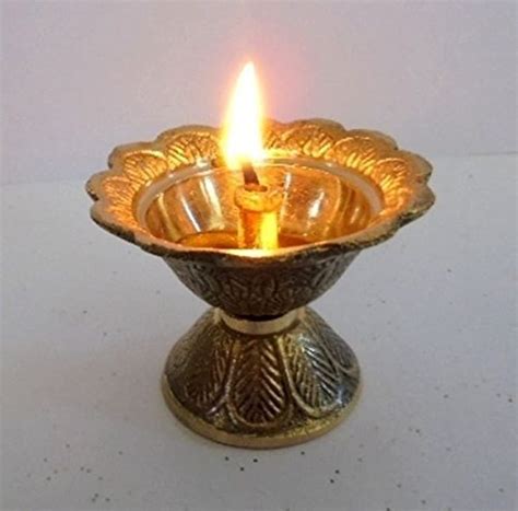 Buy Artcollectibles India Brass Diya Deepak Akhand Jyot Kuber Hindu Temple Havan Puja Religious ...