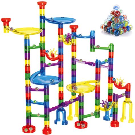 Buy Gifts2U Marble Run Sets Kids, 122 PCS Marble Race Track Game 90 Translucent Marbulous Pieces ...