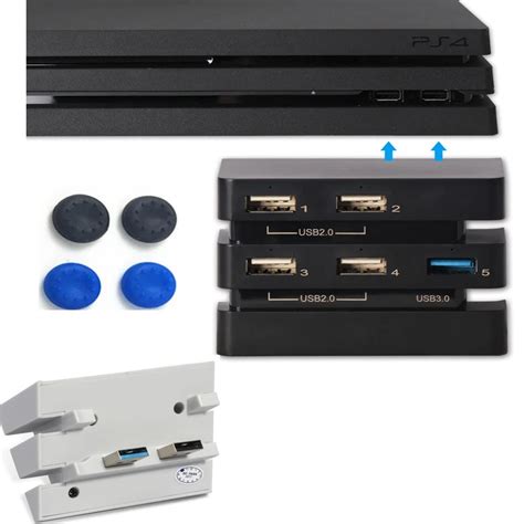 PS4 Pro 5 in 1 USB Hub 3.0 & 2.0 USB Port Game Console Extend USB ...