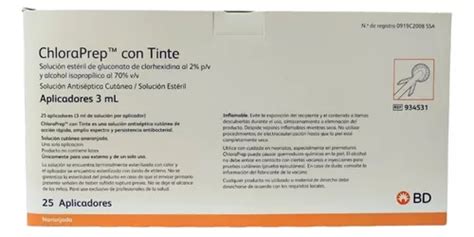 Chloraprep 3 Ml. Si Tinte. Caja Con 25 Piezas