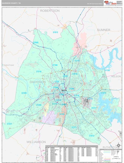 Davidson County, TN Wall Map Premium Style by MarketMAPS - MapSales