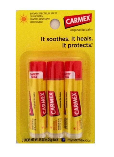 Carmex Classic Medicated Lip Balm, SPF 15, 3 ct (Stick in Blister Pack)- Buy Online in United ...