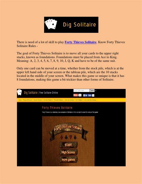 Forty Thieves Solitaire by digsolitaireplaygame - Issuu