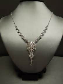 Antique Diamond Necklace Platinum White Gold European cut C1920