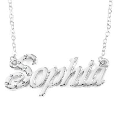 Name Necklace "SOPHIA" - 18ct White Gold Plated - High Quality ...