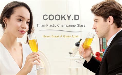 COOKY.D Shatterproof 100% Tritan-Plastic Champagne Flutes Unbreakable ...