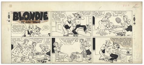 Lot Detail - Chic Young Hand-Drawn ''Blondie'' Sunday Comic Strip From ...