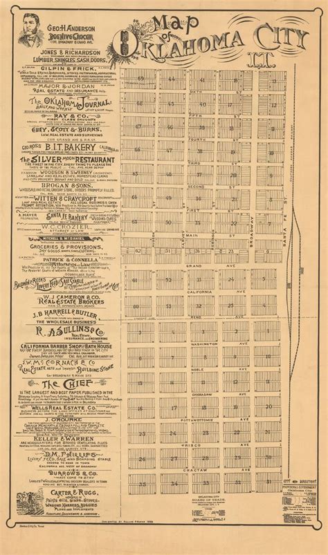 Oklahoma City Street Map, 1889 | Street map, Oklahoma city, Map