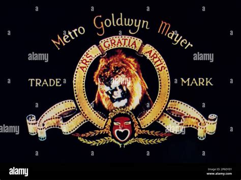 The trade mark logo by METRO GOLDWYN MAYER ( MGM ) Hollywood Studio founded in 1924 - LEO THE ...