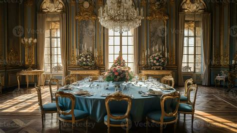 Photo of the dining room at the Palace of Versaille, France. Generative ...