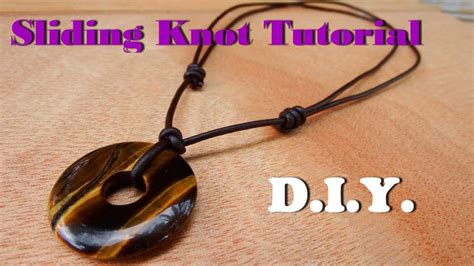 How to make a sliding knot necklace leather cord with donut tiger eye stone handmade | Pulseras ...