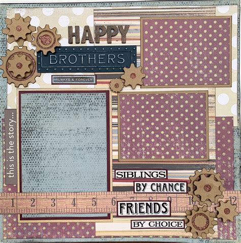 HAPPY BROTHERS 12x12 Scrapbook Layout Page in 2020 | 12x12 scrapbook layouts, Premade scrapbook ...