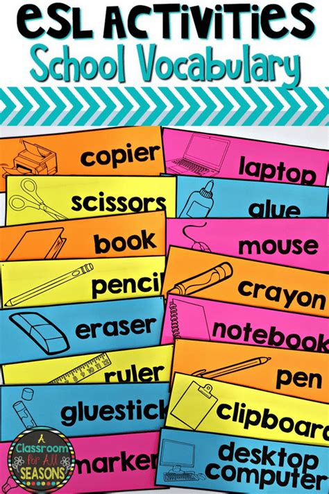 ESL Activities - Classroom Vocabulary - Classroom Freebies